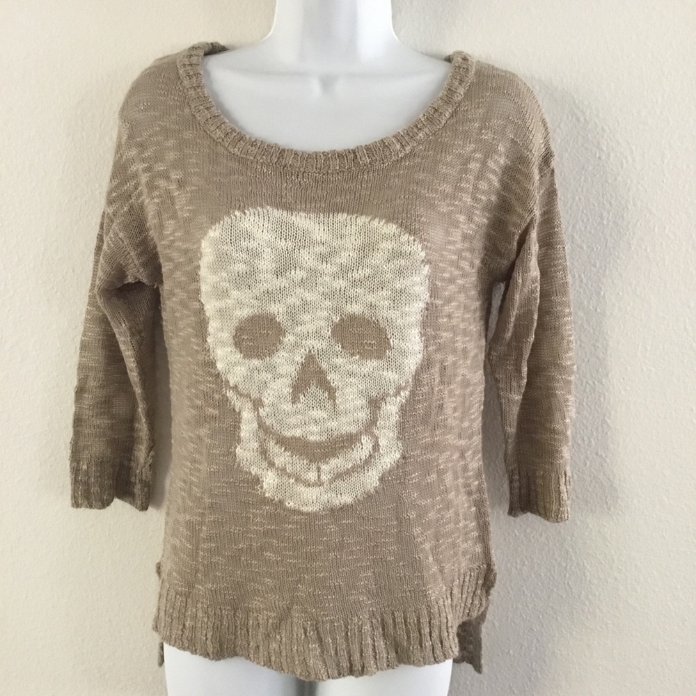 Xhilaration Skull Sweater 3/4 Sleeve